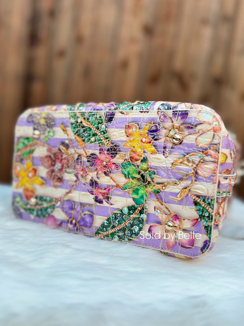 NWT Brahmin Celina Pinstripe Petals Melbourne - Picture 3 of 4